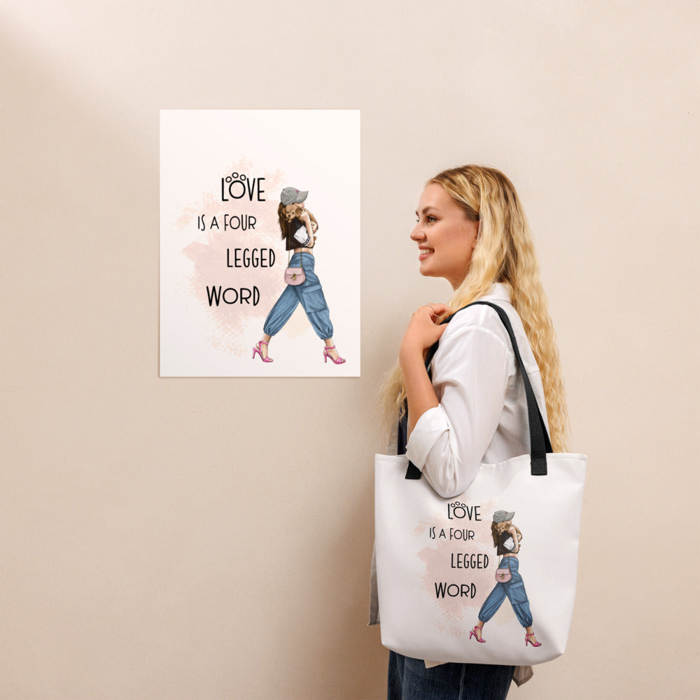 Tote bag GIRL AND DOG 2