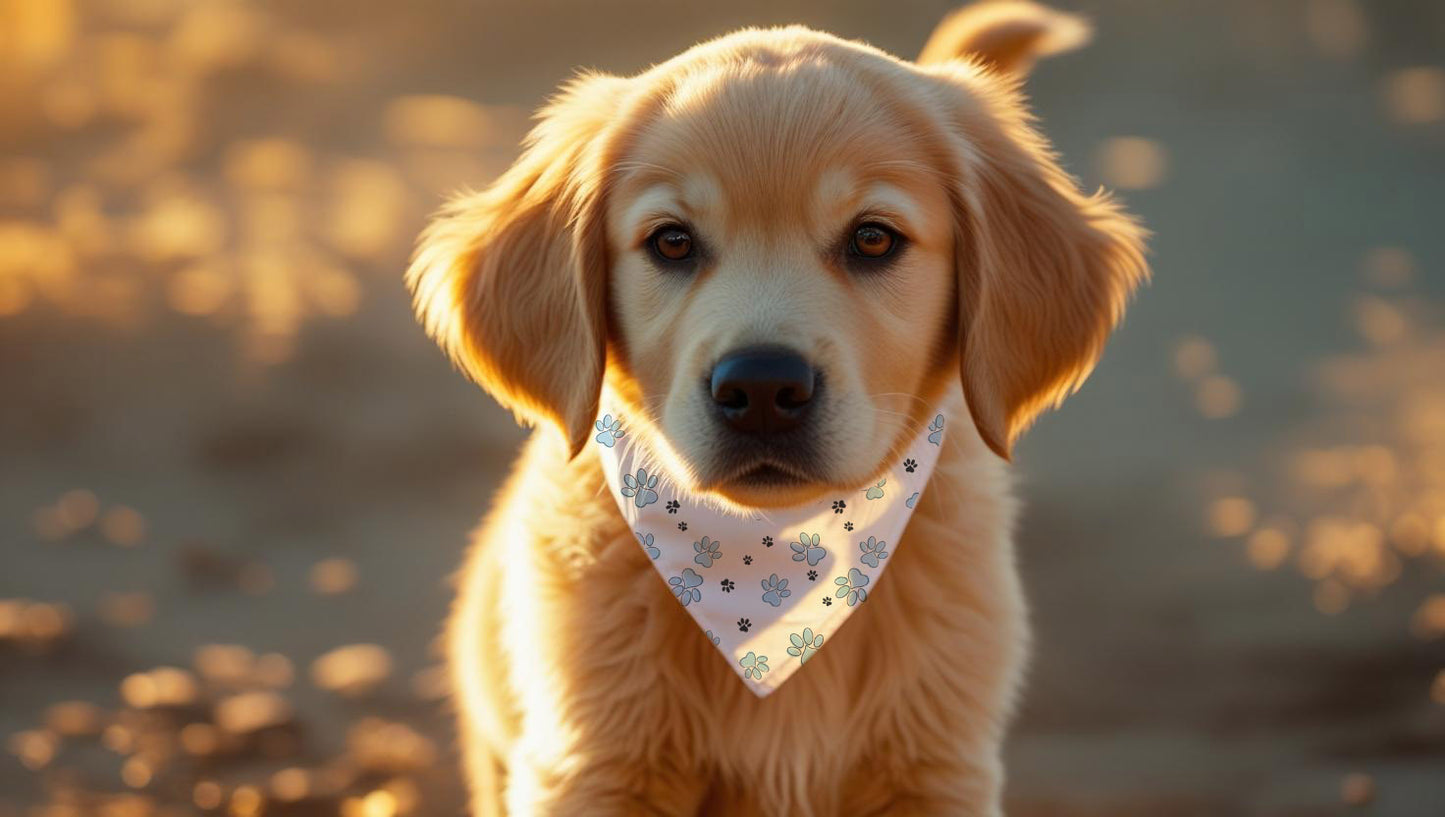 Pet bandana collar blue paw pattern