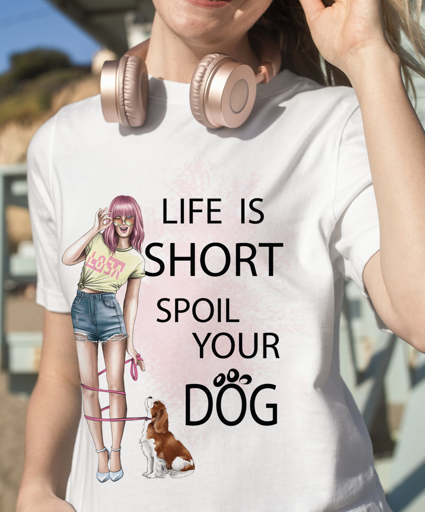 Women’s basic softstyle t-shirt GIRL AND DOG