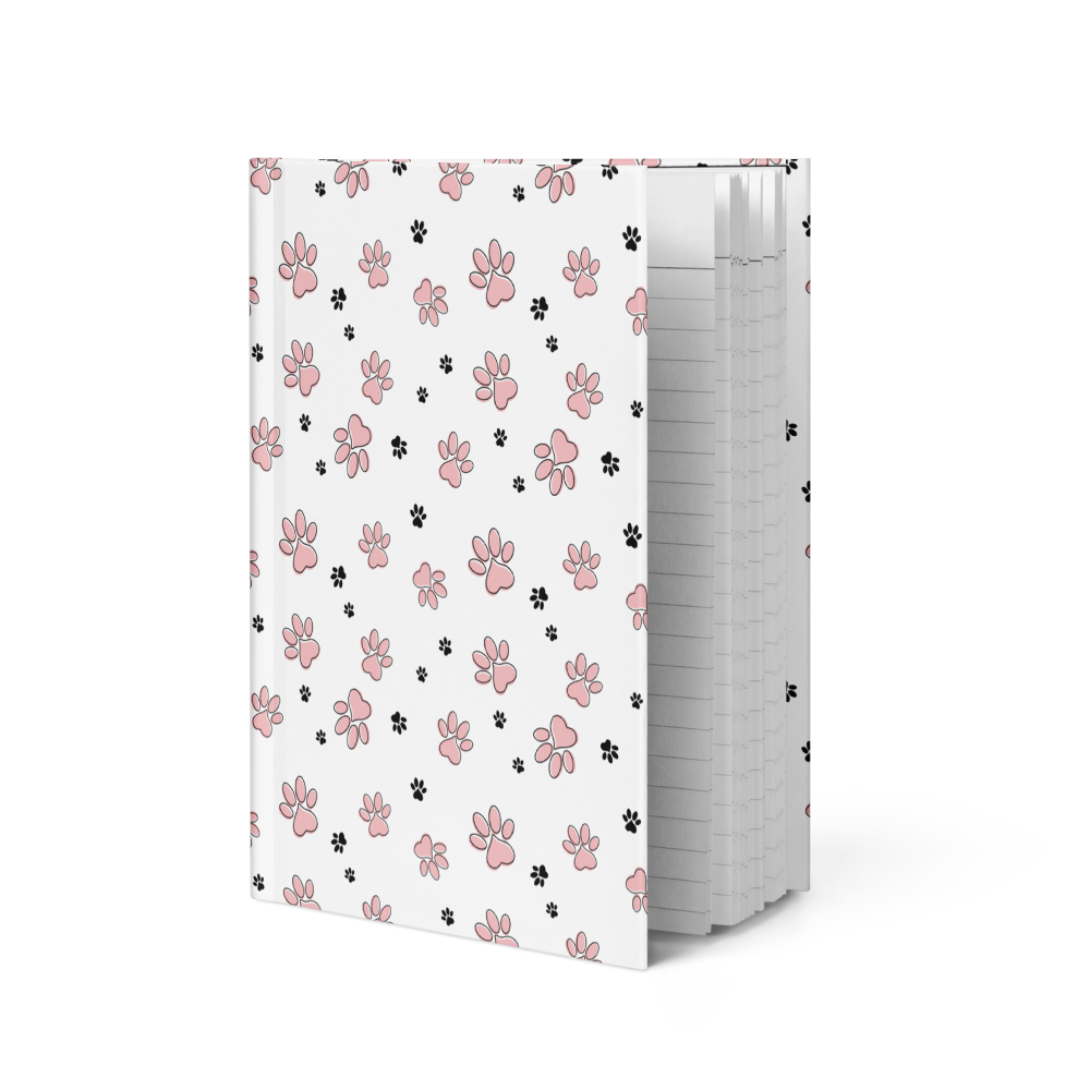Hardcover journal matte pink paw pattern