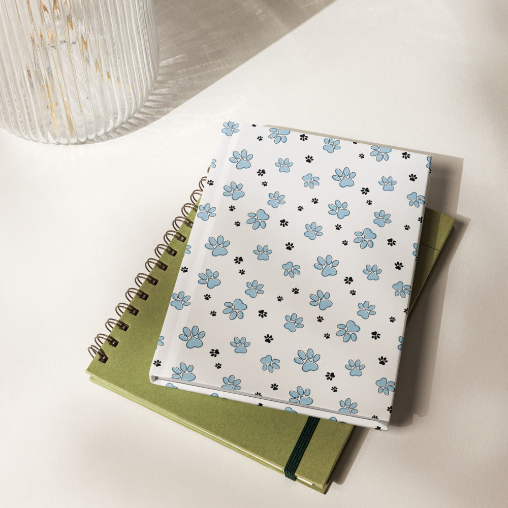 Hardcover journal matte blue paw pattern