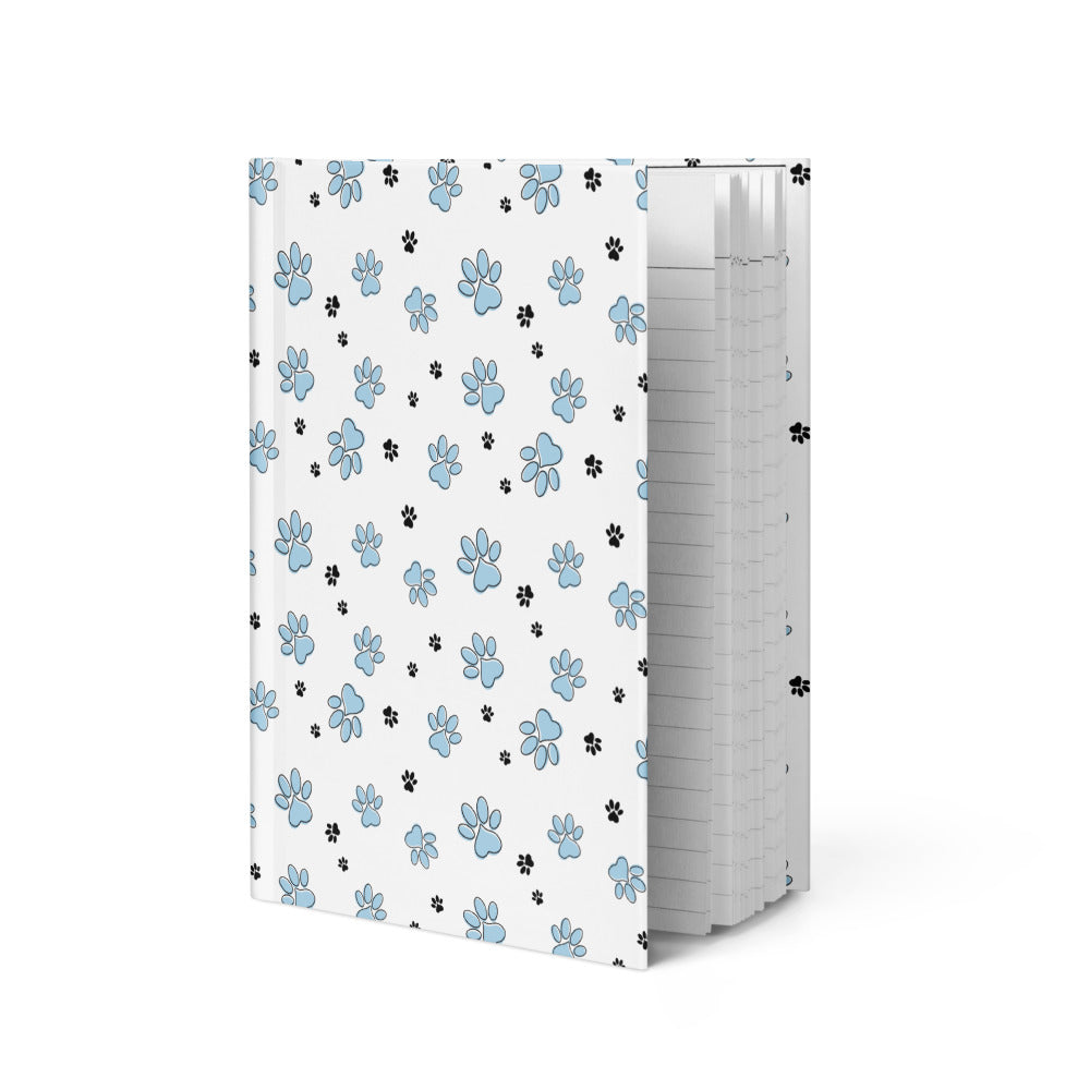 Hardcover journal matte blue paw pattern