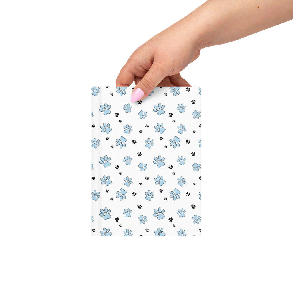 Hardcover journal matte blue paw pattern
