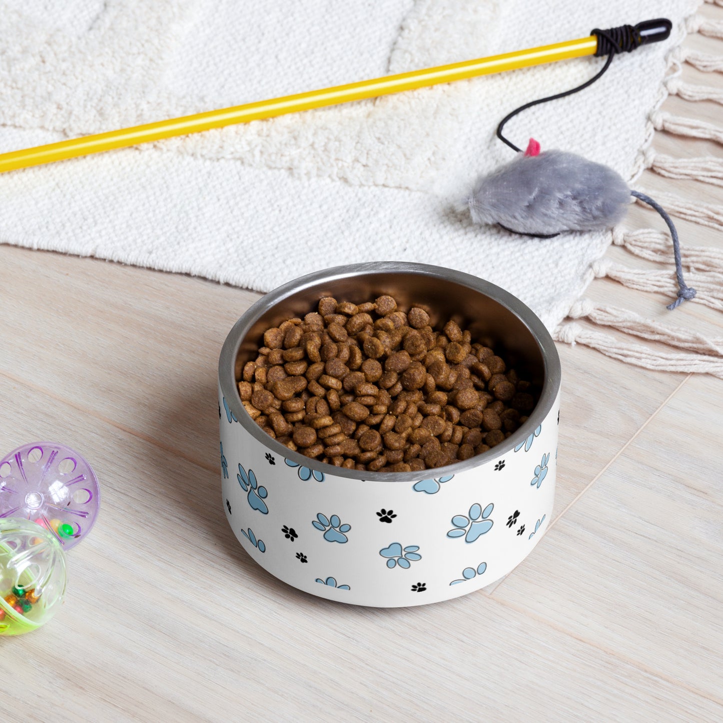 Pet bowl blue paw pattern