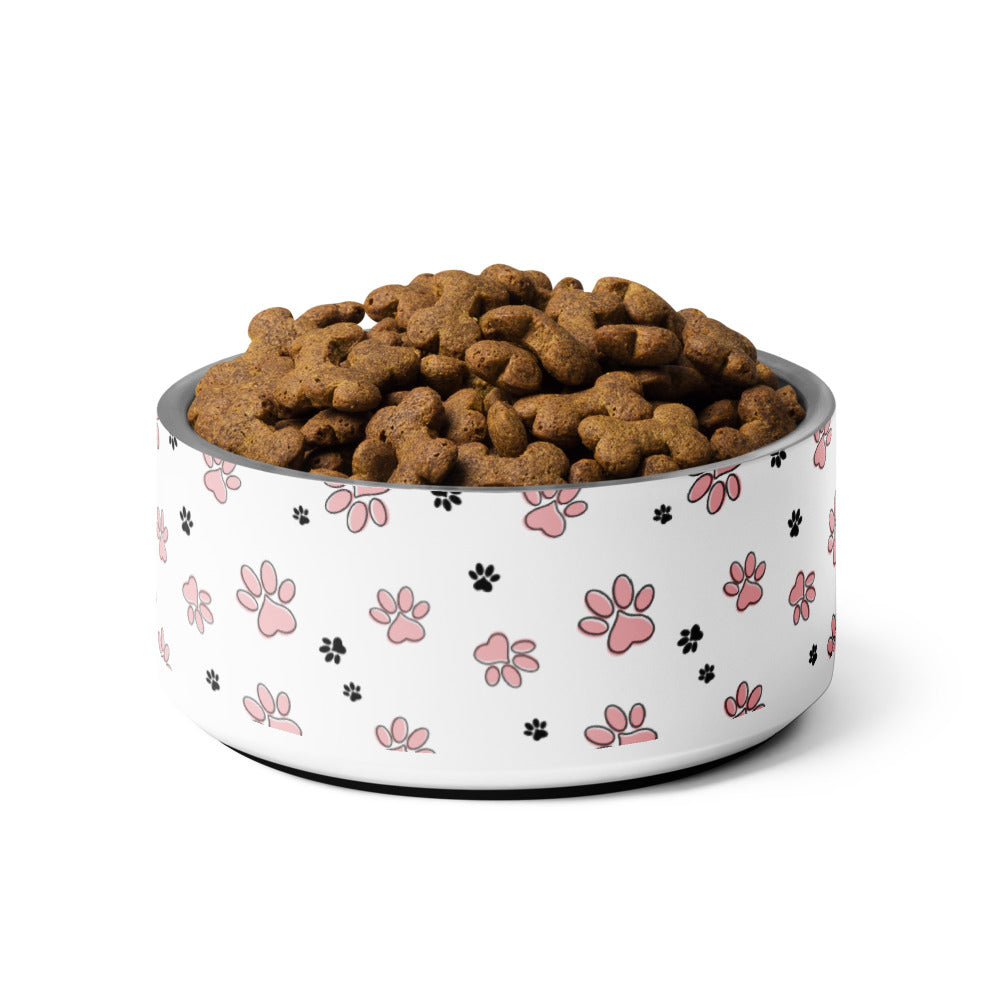 Pet bowl pink paw pattern